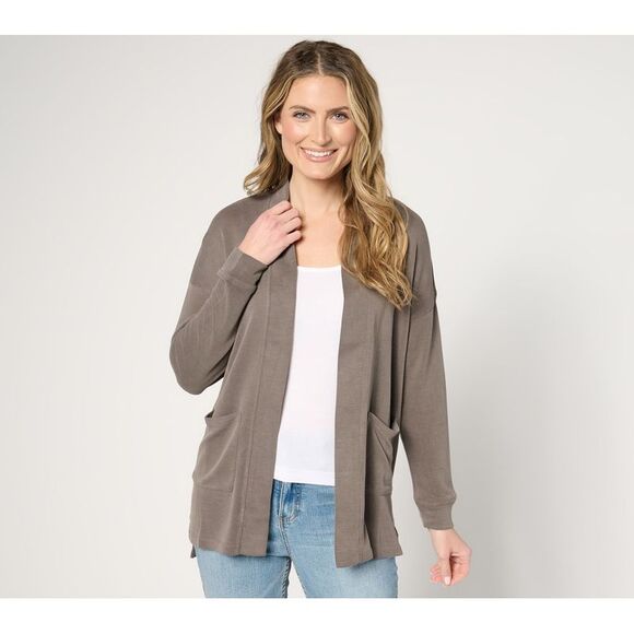 Barefoot Dreams Women's Top Sweater Sz S Sand Washed Knit Cardi Gray A656761 - Picture 1 of 4